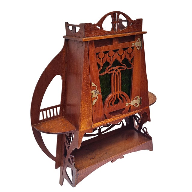 Wood Art Nouveau Oak Wall Cabinet, 1890s For Sale - Image 7 of 9