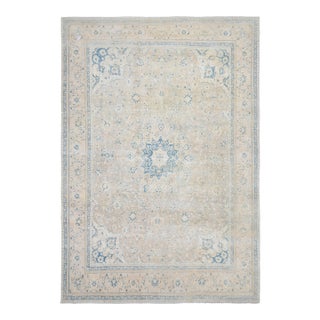 1970s Vintage Persian Handmade Wool Cotton Beige Area Rug For Sale