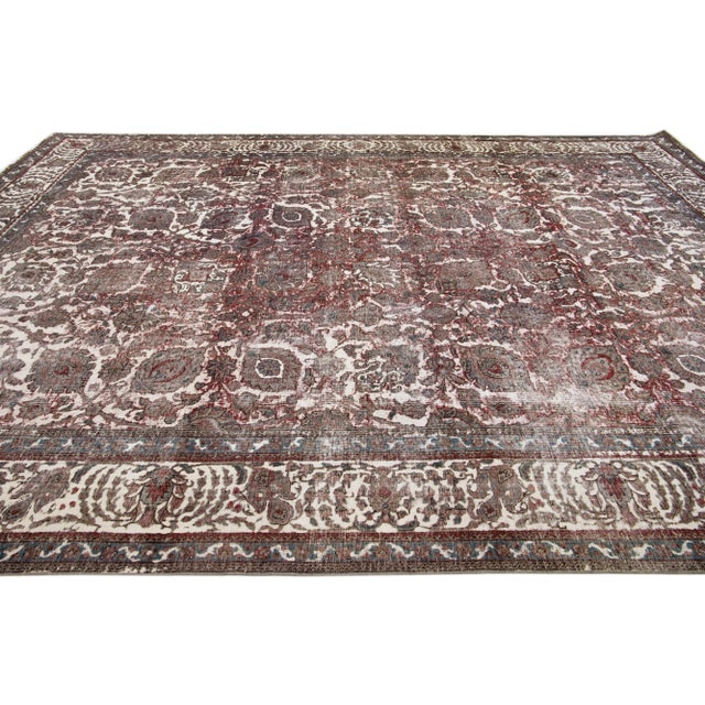 Late 20th Century Large Vintage Persian 12x15 Wool Rug For Sale - Image 4 of 7