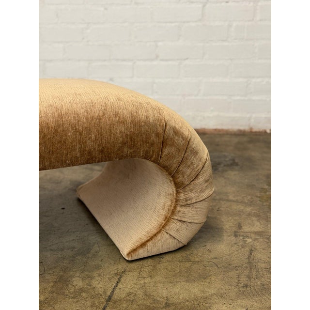 Textile Sculptural Waterfall Bench in Cognac For Sale - Image 7 of 12