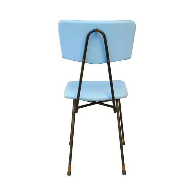1950s Italian Chairs in Blue Leatherette and Metalic Structure by Luigi Scremin, 1950, Set of 10 For Sale - Image 5 of 9