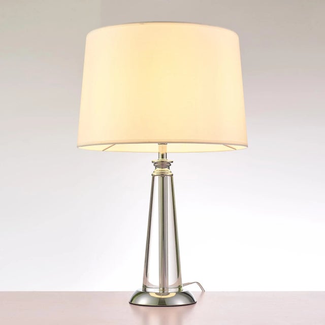 Contemporary Pasargad Home Canova Lucite & Brushed Silver Table Lamp For Sale - Image 3 of 5