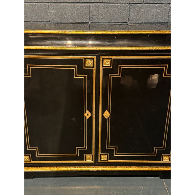 French French Napoleon III Style Black Side Cabinet For Sale - Image 3 of 10