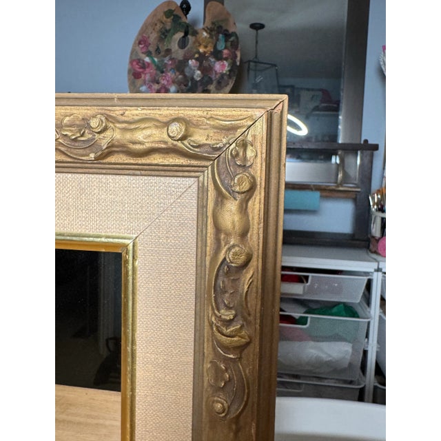 French Provincial Bronze Finish and Matted Accent Wood Wall Mirror For Sale In Houston - Image 6 of 12