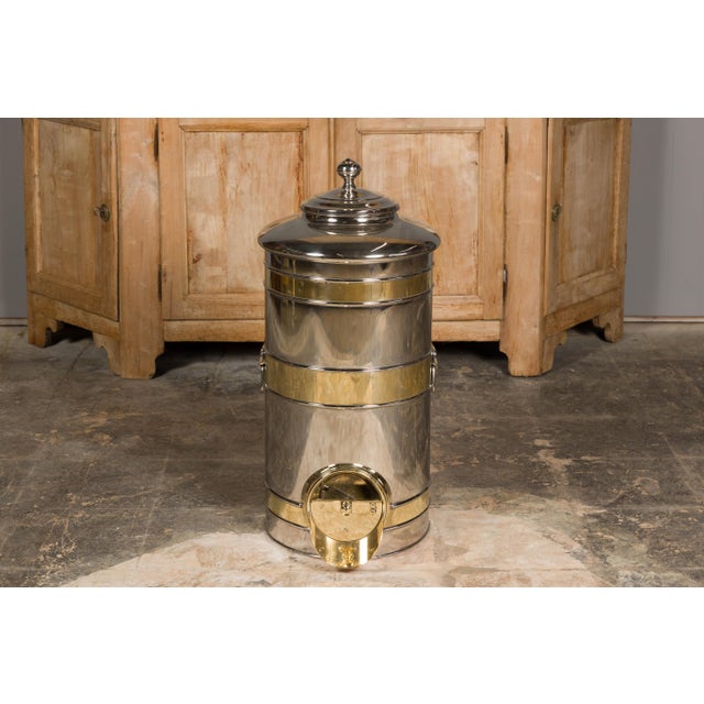 Metal French Turn of the Century Steel and Brass Coffee Bean Dispenser, circa 1900 For Sale - Image 7 of 12