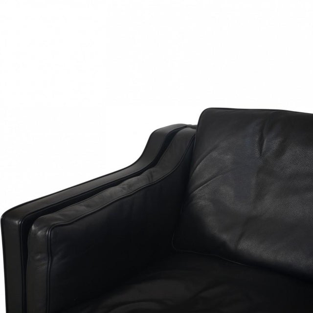 2212 Two-Seater Sofa in Black Leather by Børge Mogensen, 1980s For Sale - Image 3 of 18