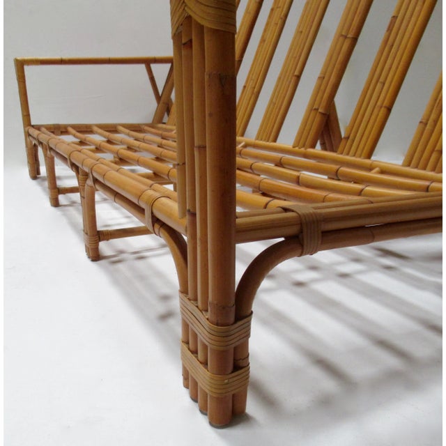 C.1990's David Sutherland "Makassar" Collection - Bamboo & Leather Strapped Rattan Sofa For Sale - Image 10 of 13
