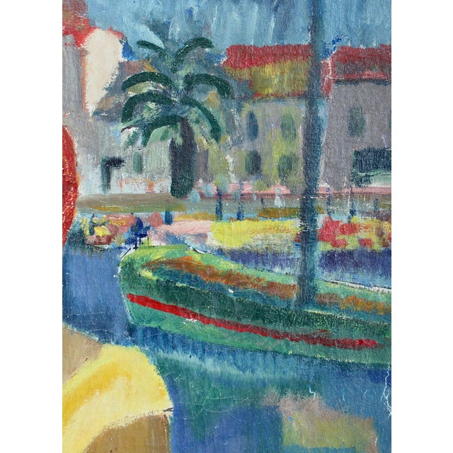 French School Artist, Young Woman at the Port of Sanary, Oil Painting on Canvas, Framed For Sale - Image 7 of 18