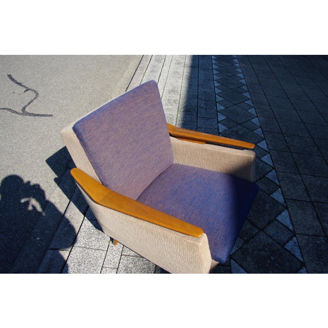 Italian Boomerang Lounge Chair in Wood and Fabric, 1950s For Sale - Image 11 of 13