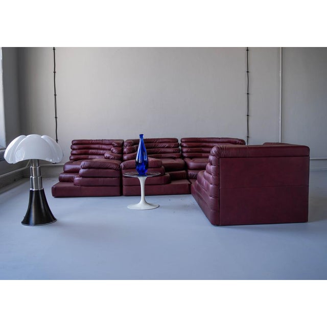 Terrazza Landscapes in Burgundy Leather by Ubald Klug for de Sede, 1970s, Set of 4 For Sale - Image 13 of 18