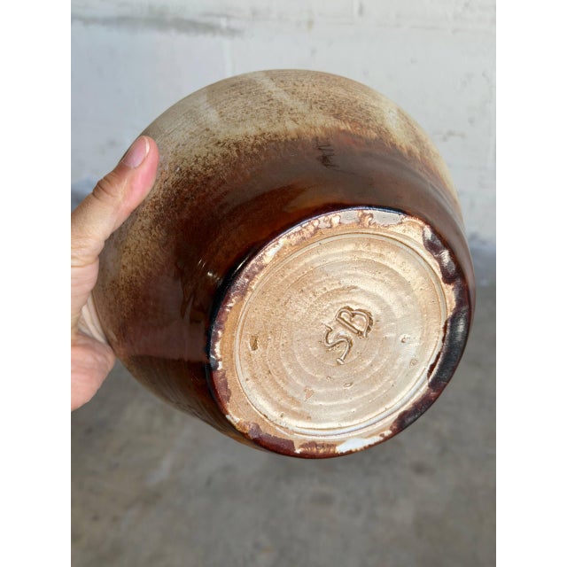 Mid-Century Modern Studio Ceramic Light Brown Gradient Bowl 1960s Mid-Century Modern For Sale - Image 3 of 10