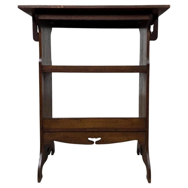 Antique English Arts and Crafts Oak Side Table For Sale - Image 6 of 11