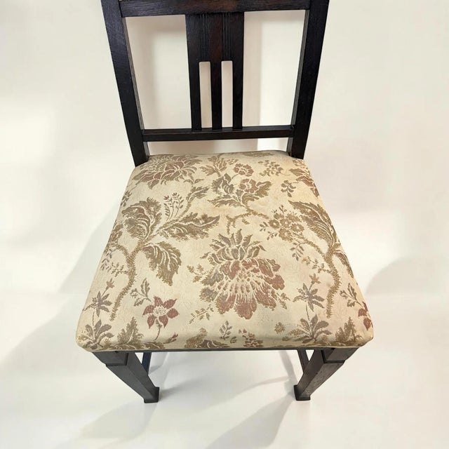 Art Nouveau / Art Deco Upholstered Chairs in Dark Stained Oak, 1890s, Set of 4 For Sale - Image 5 of 8