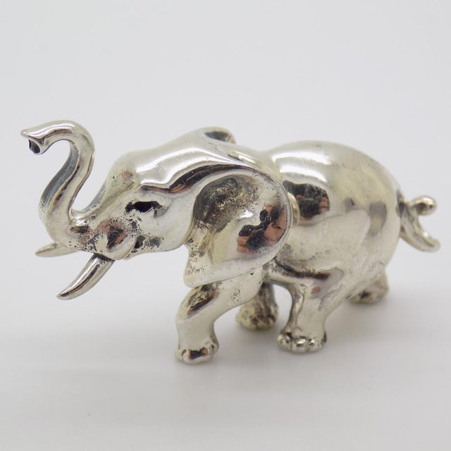 Vintage Italian Handmade Silver Elephant Figurine, 1980s For Sale - Image 3 of 12