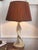 Organic Freeform Single Ceramic Table Lamp with wonderful natural crackle glaze finish, mounted on wooden base, circa...
