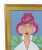 Woman With Pink Hat Portrait Oil & Mixed Media Painting Including the Antiqued Gold Wood Frame. For Sale - Image 4 of 11