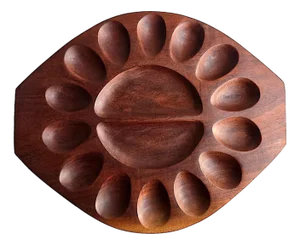 Mid 20th Century Taverneau Wood Deviled Egg Tray Platter