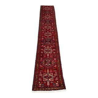Vintage Handmade Tribal Runner Rug 2' X 11' – Caucasian Yelemeh Design Wool Carpet For Sale