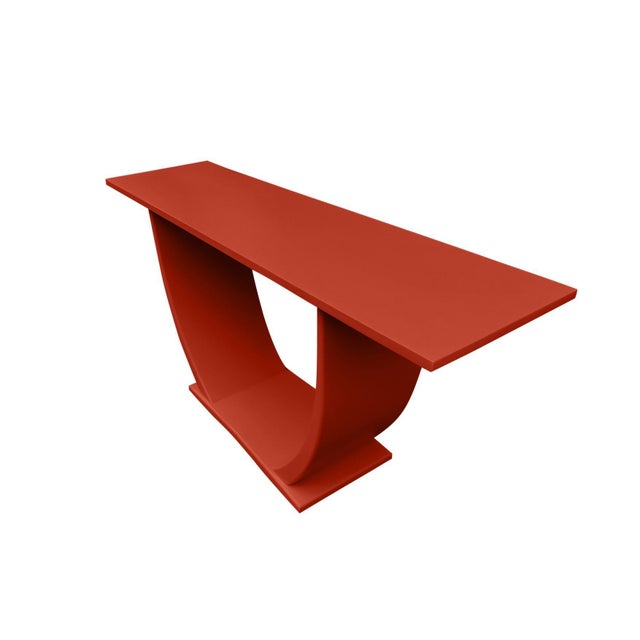 Mid Century Modern Console Custom Corvette Red Finish For Sale - Image 4 of 4