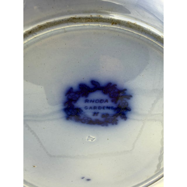 Pair of Antique Flow Blue Plates For Sale - Image 4 of 9