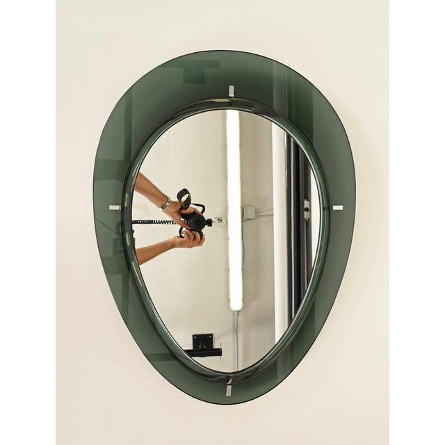Large Olive Green Teardrop Beveled Mirror by Cristal Arte, Italy, 1960s For Sale - Image 3 of 15