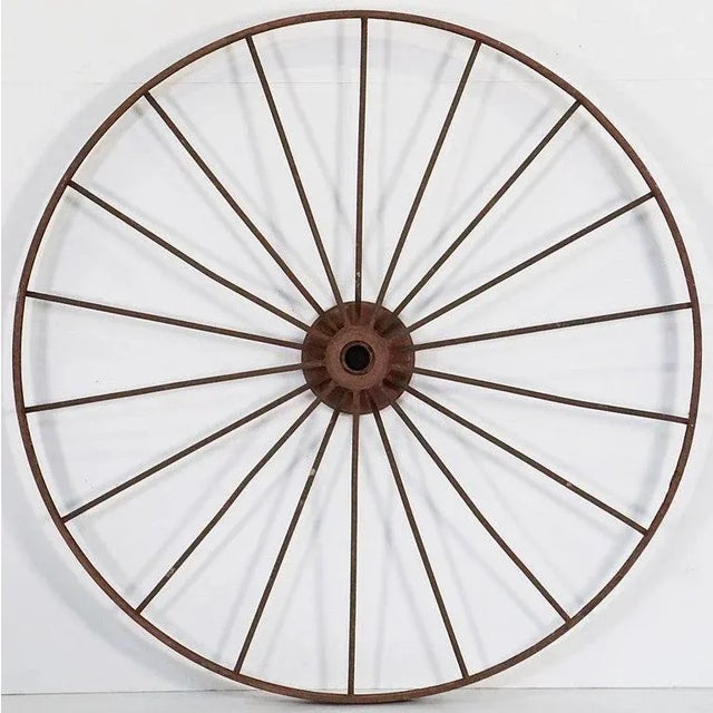 English Large English Spoked Cart or Wagon Wheel of Iron From the 19th Century (Dia 54) For Sale - Image 3 of 11