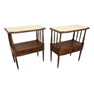 Mid-Century Modern Italian Nightstands with Marble, 1950s, Set of 2 For Sale