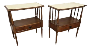 Mid-Century Modern Italian Nightstands with Marble, 1950s, Set of 2