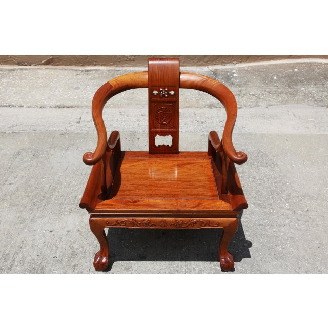 Vintage Wood Horseshoe Chair With Dragons Chairish