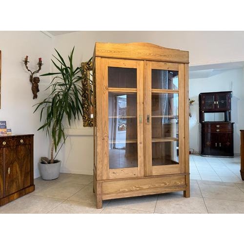 Wood Art Nouveau Display Cabinet in Natural Wood For Sale - Image 7 of 15