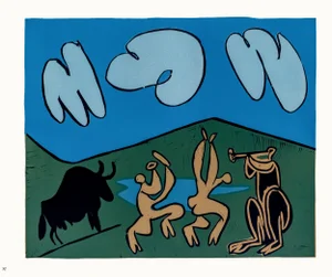 1962 Pablo Picasso Linocut Engraving "Bacchanal With Black Bull"
