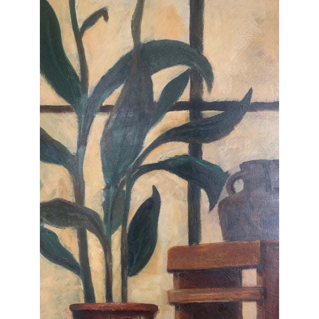 French Artist, Still Life with Plant, 1955, Oil on Canvas For Sale - Image 6 of 9
