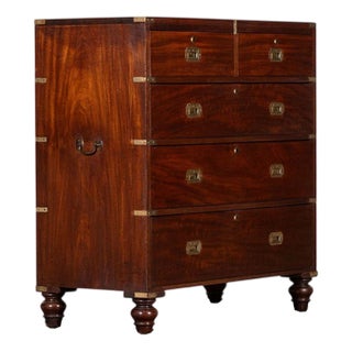 English Mahogany Campaign Chest Drawers, 19th Century For Sale