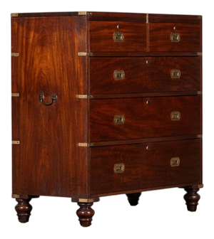 English Mahogany Campaign Chest Drawers, 19th Century
