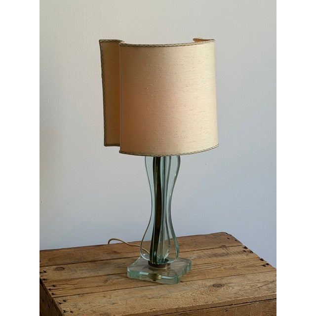 Italian Fontana Arte Attributed Glass Table Lamp For Sale - Image 12 of 12