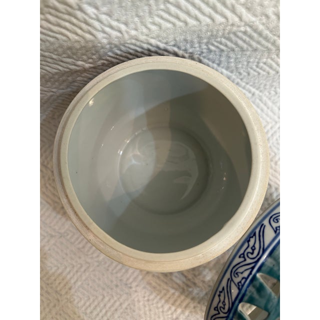 1980s Vintage Porcelain Chinoiserie Flower Frog Vase For Sale - Image 5 of 7