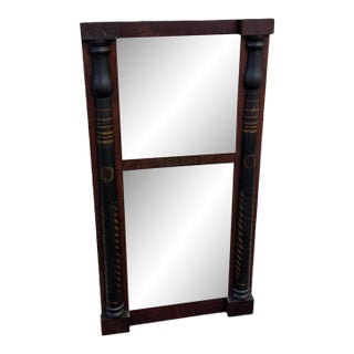 19th Century American Federal Walnut Hand Painted Shaving Mirror. For Sale
