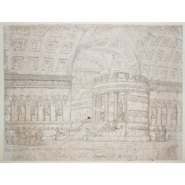 Domenico Friends, Interior of the Temple of Venus, Etching, 19th Century For Sale