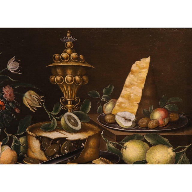 Mid 18th Century Flemish Artist, Still Life with Flowers and Fruit, 1750, Oil on Canvas For Sale - Image 5 of 15