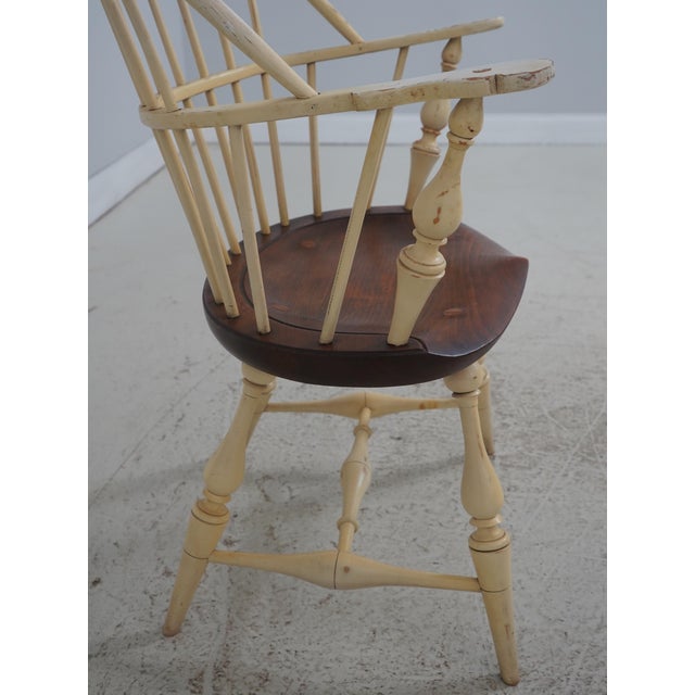 Brown Set of 4 Vintage Painted Bow Back Windsor Armchairs For Sale - Image 8 of 18