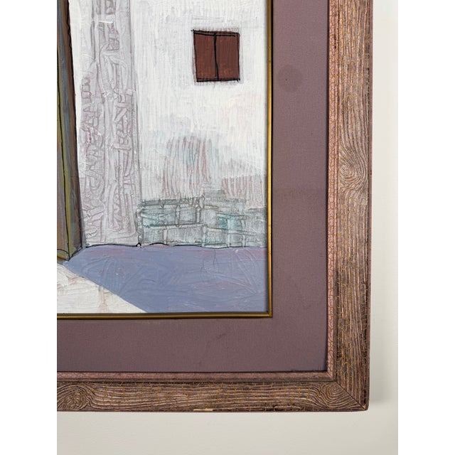 1980s Original Gilberto Almeida Egas Large Modernist Architectural Painting For Sale - Image 9 of 12