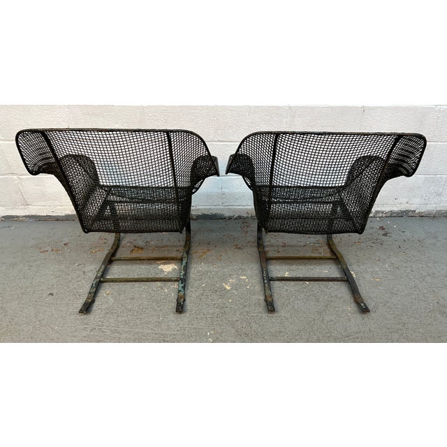 Pair of Vintage Mesh Spring Lounge Chairs Attributed to Russell Woodard For Sale - Image 10 of 16