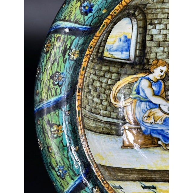 Italian Cantagalli Maiolica Charger with Istoriato Scene and Rooster Mark, 1890s For Sale - Image 3 of 11