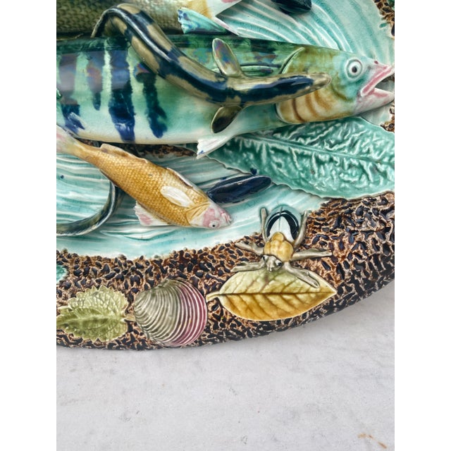 French 19th Century Majolica Palissy Wall Fish Platter Choisy Le Roi For Sale - Image 3 of 11