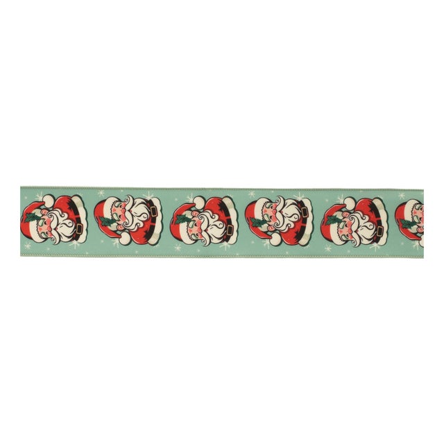 Nostalgic Santa Print Wired Ribbon (Set of 2) For Sale