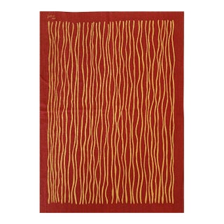6x8 Trendy Sloane Red Geometric Modern Flatweave Wool Carpet Rug For Sale