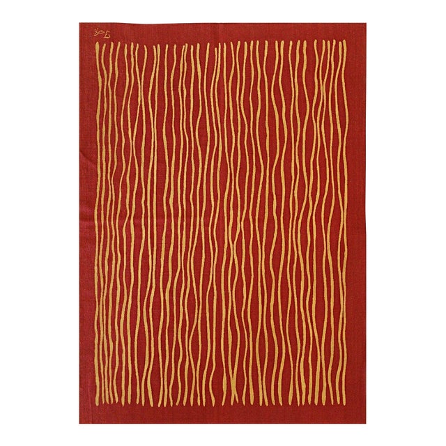 6x8 Trendy Sloane Red Geometric Modern Flatweave Wool Carpet Rug For Sale