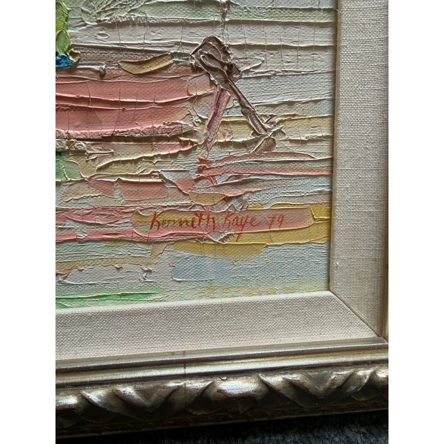 Contemporary Kenneth Kaye Pastel Boaters Palette Knife Painting, Signed For Sale - Image 3 of 12