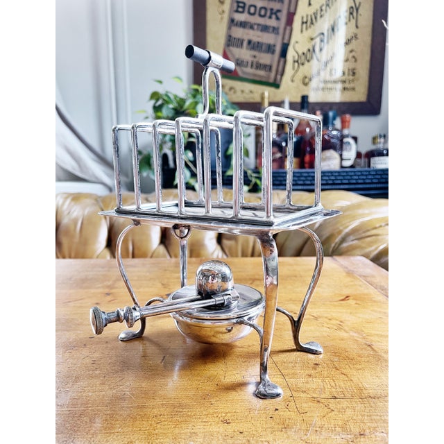 Antique Asprey & Co Silver Toast Rack With Oil Burner | Chairish