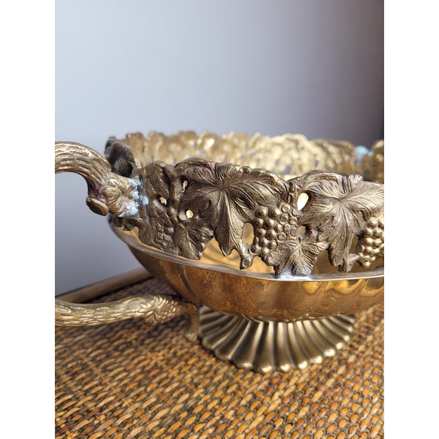 Andrea by Sadek Brass Grape Motif Pedestal Centerpiece Bowl For Sale In Mobile - Image 6 of 9